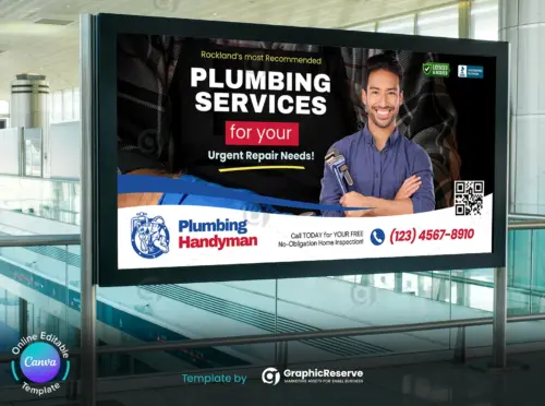 Plumbing Business Advertising Billboard Canva Design