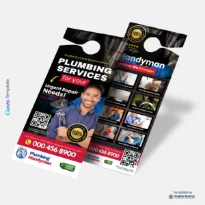 Plumbing Service Door Hanger Editable Canva Template