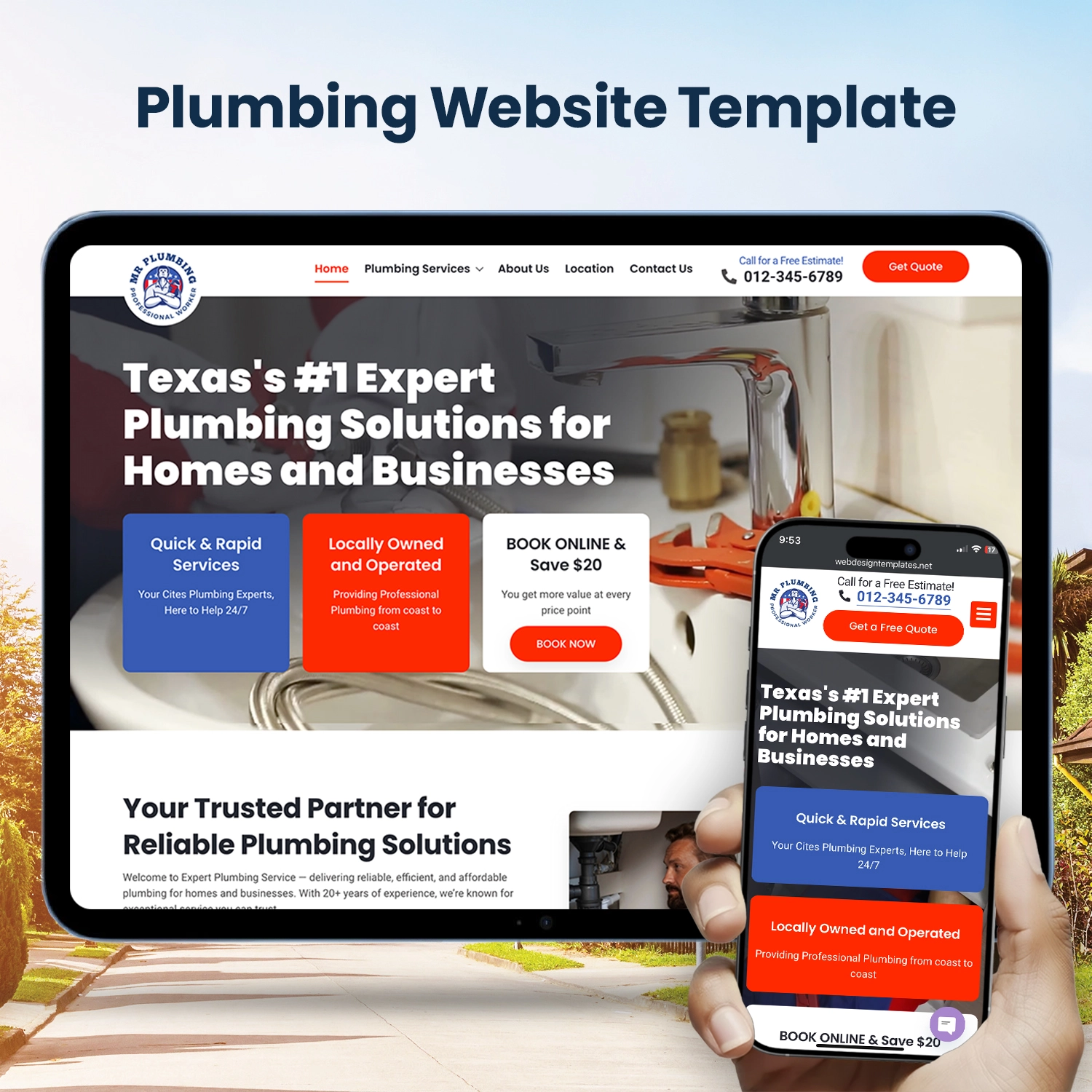 Plumbing Website Template – WordPress Drag and Drop Elementor Kit