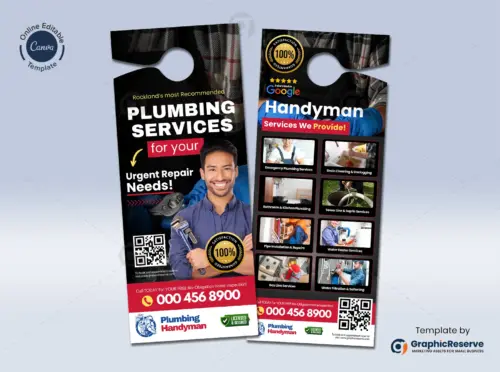 Plumbing service Door Hanger Template 4.5 x 11 in 1