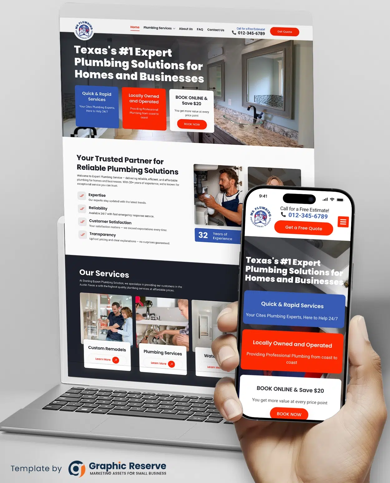 Plumbing Website Template – WordPress Drag and Drop Elementor Kit