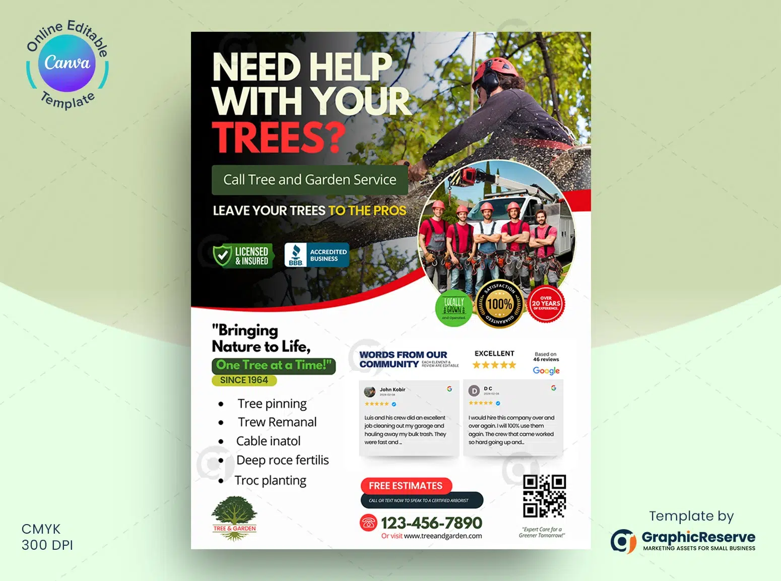 Tree Service / Arborist Flyer Design Canva Template