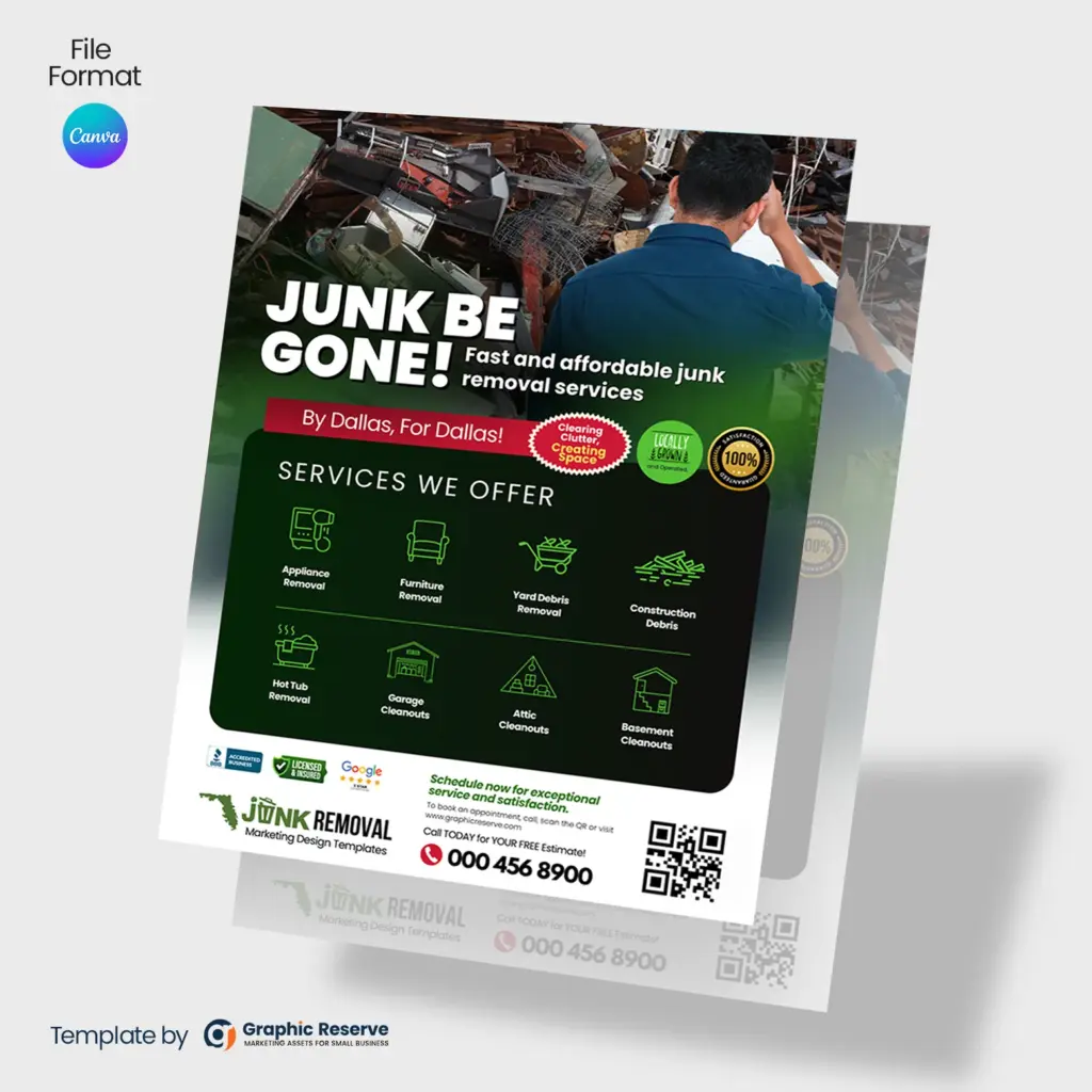 Dark Style Junk Removal Advertising Flyer Template