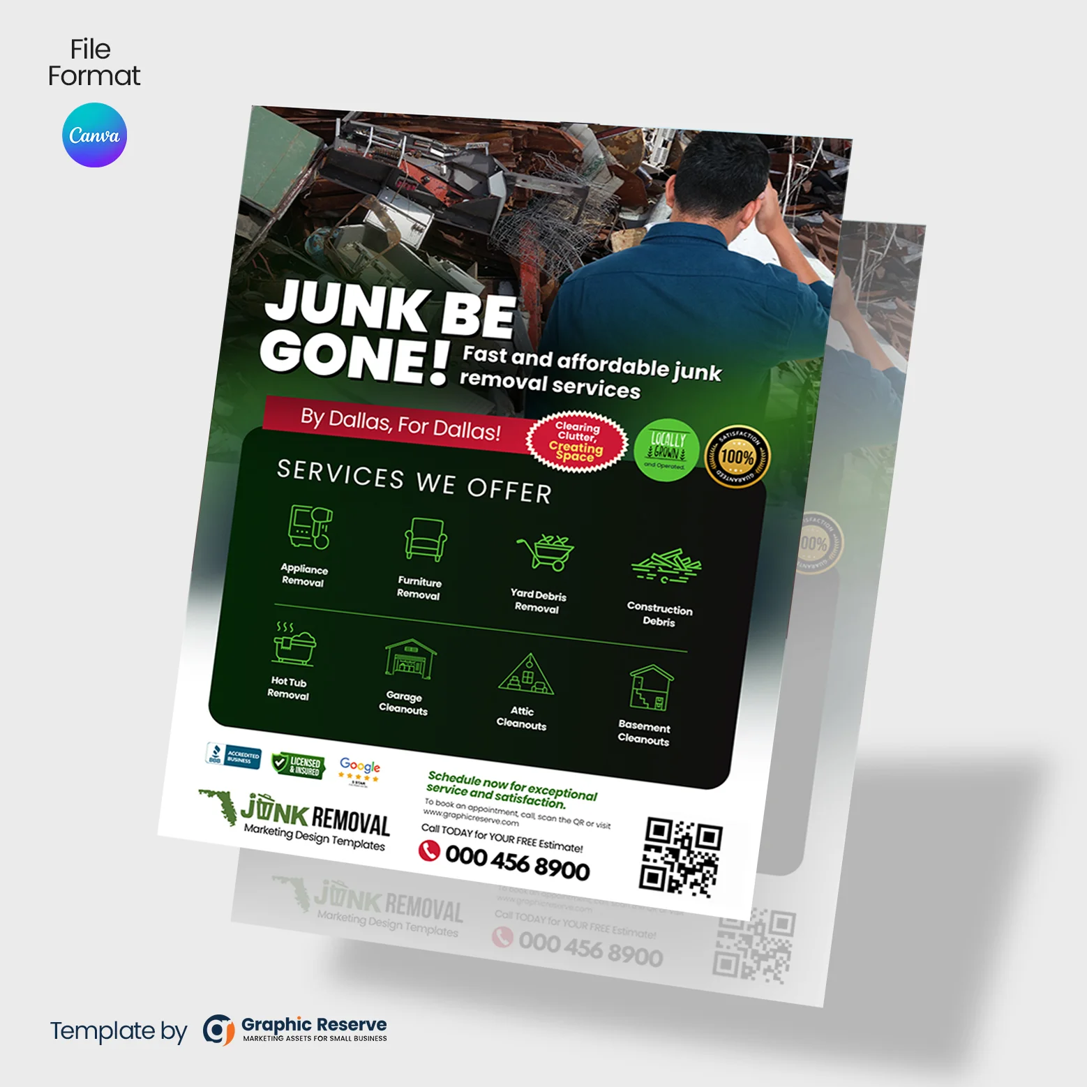 Dark Style Junk Removal Advertising Flyer Template