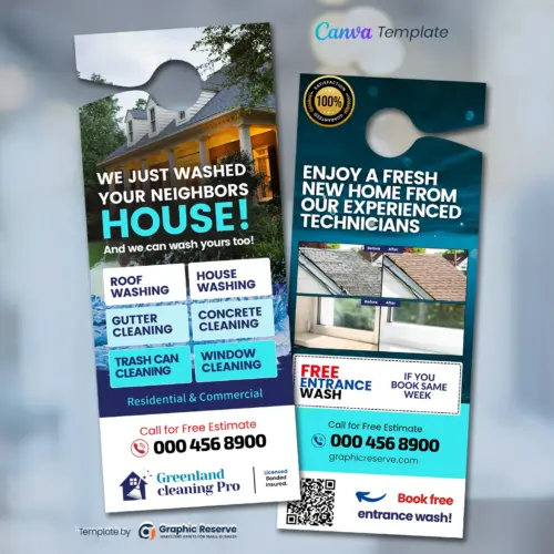 Exterior Cleaning  Door Hanger Template Canva