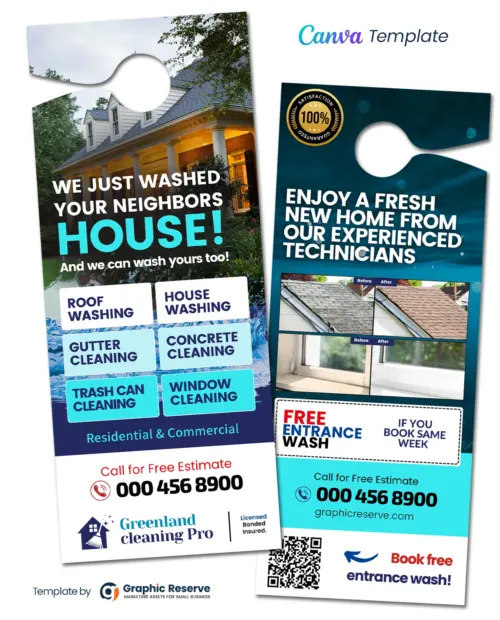 Exterior Cleaning Door Hanger Template Canva