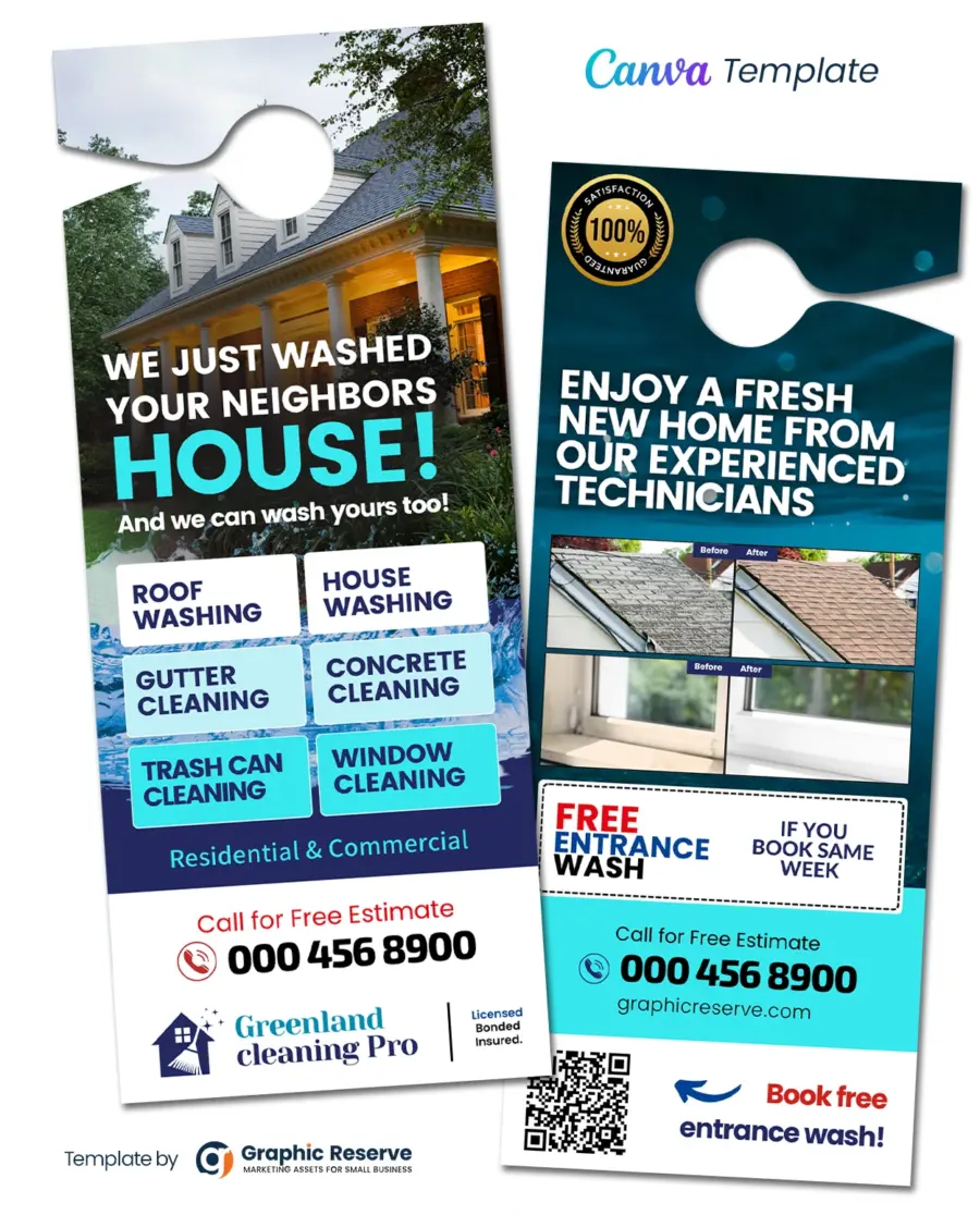 Exterior Cleaning  Door Hanger Template Canva