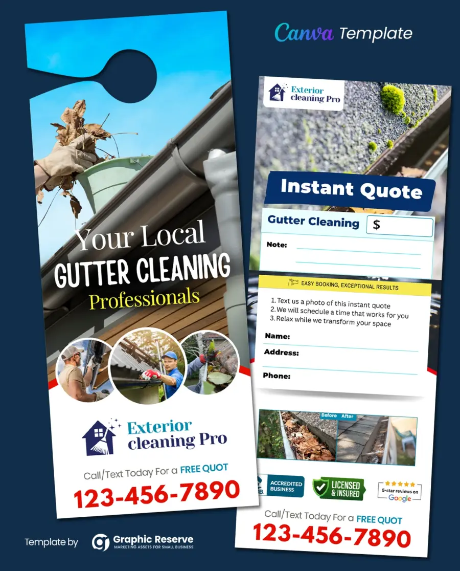 Gutter Cleaning Instant Quote Door Hanger Design Template