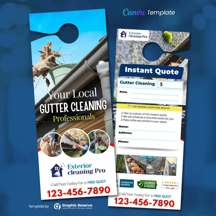 gutter cleaning service instant quote door hanger template