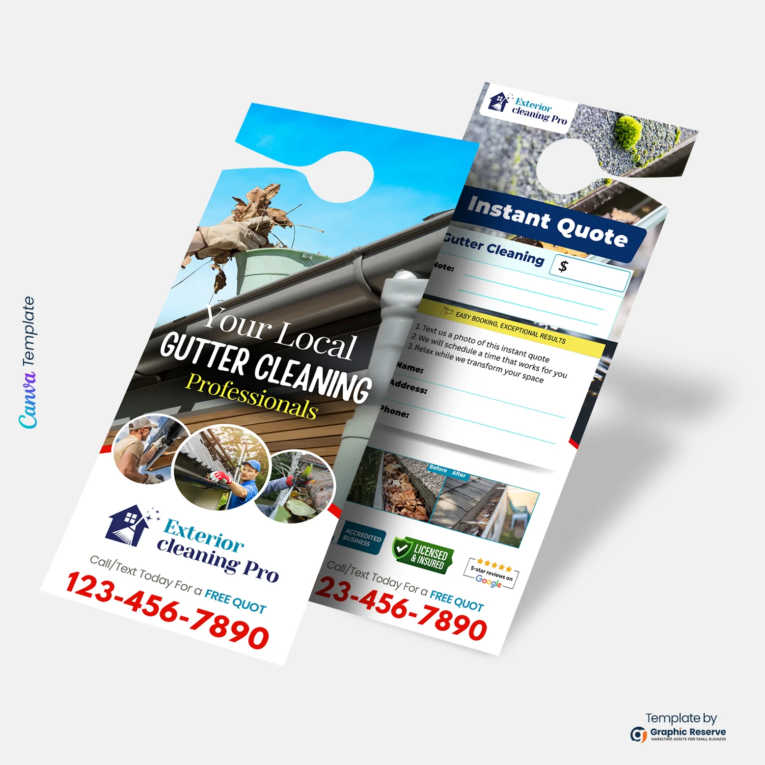 Gutter Cleaning Quote Door Hanger Instant Canva Template