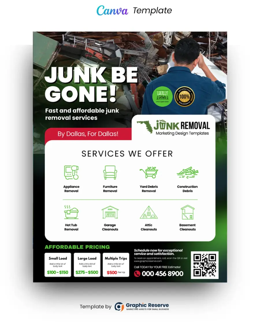 Junk Hauling Pricing Flyer Design Canva Template
