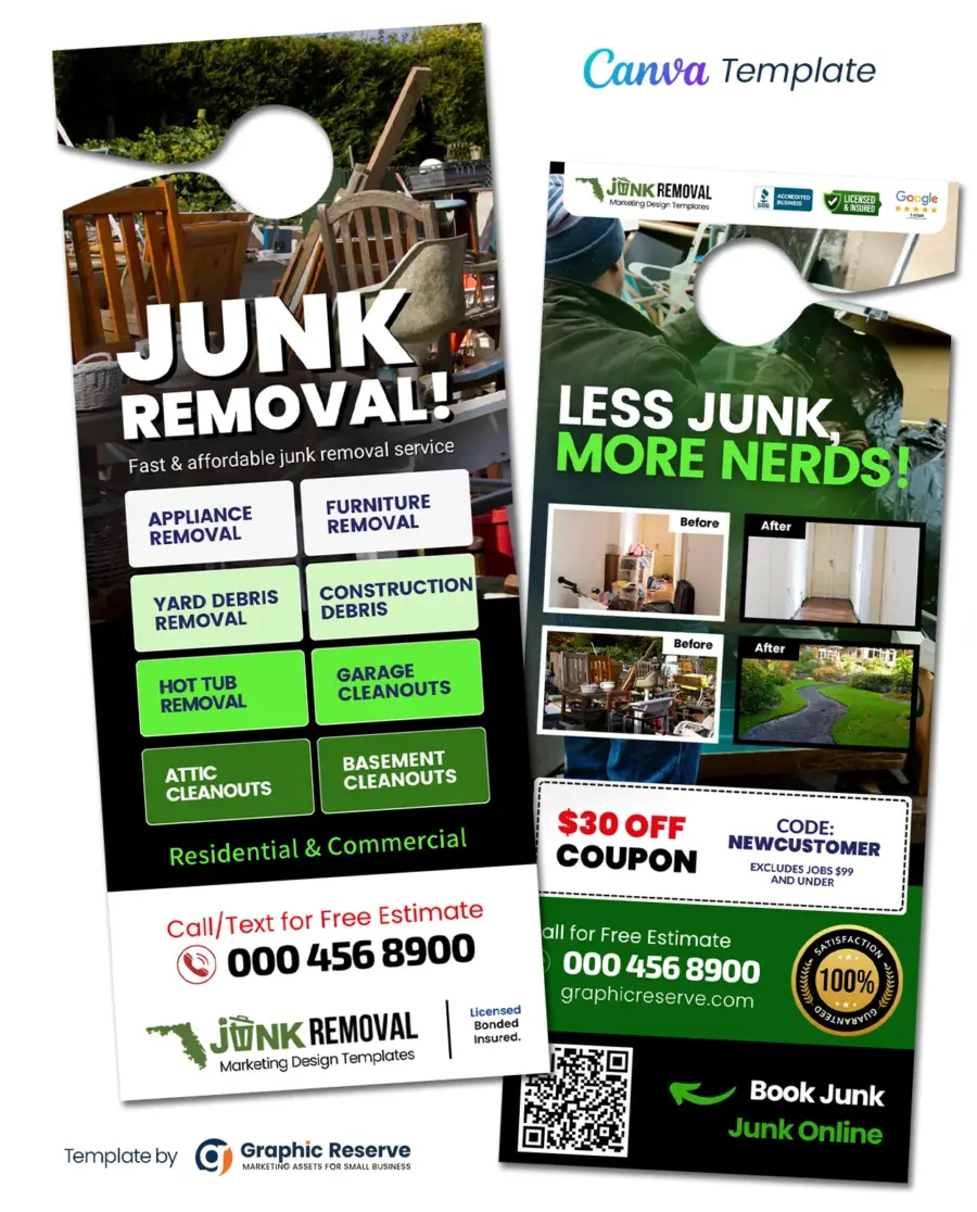 Junk Hauling Service Advertising Door Hanger Template – Canva Design