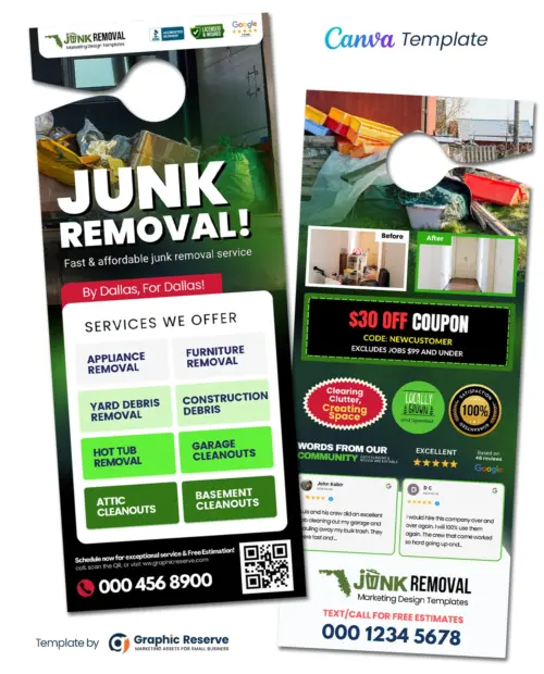Junk Removal Advertising Door Hanger Design Template