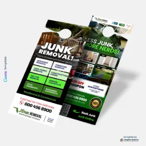 Junk Removal Door Hanger Editable Canva Template