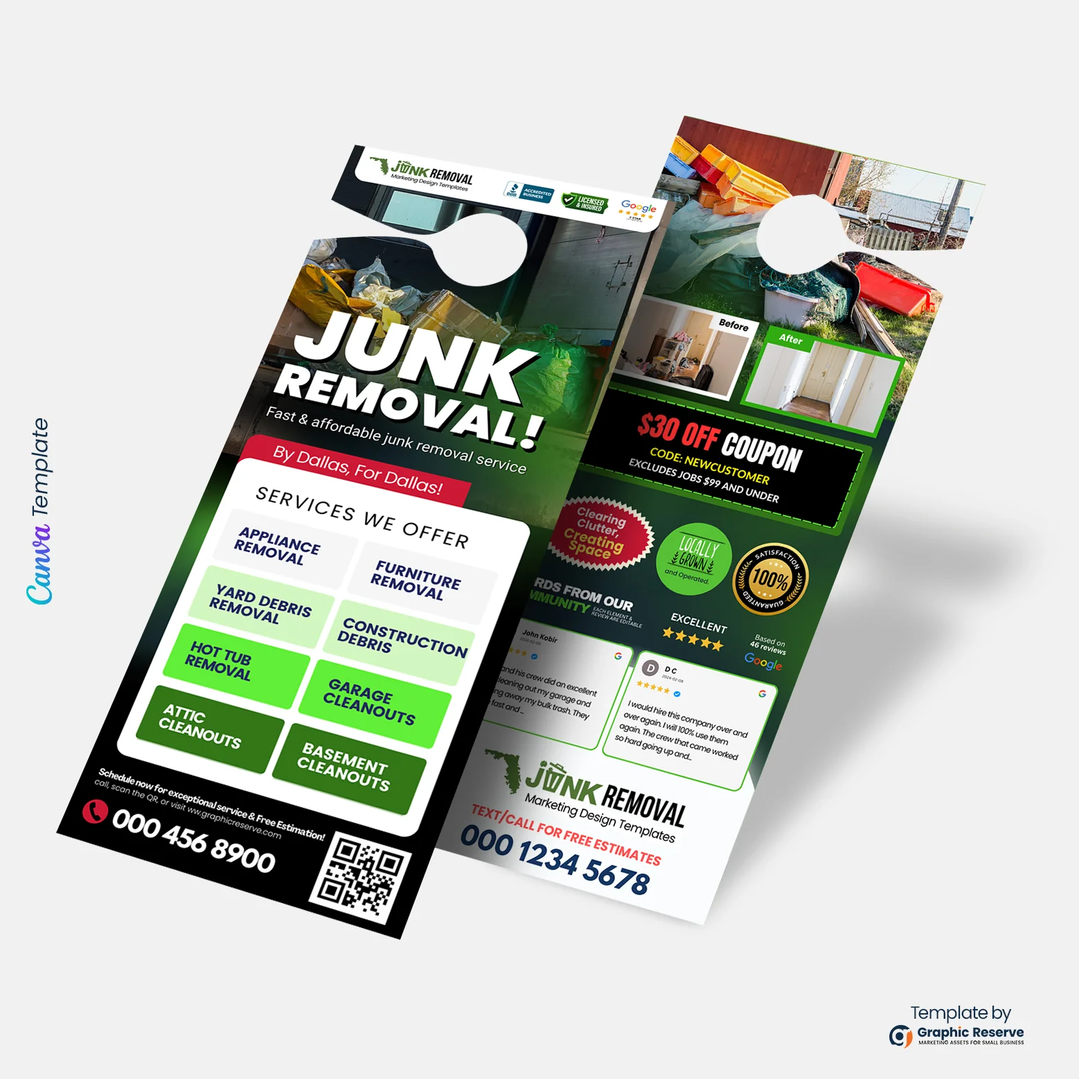 Junk Removal Door Hanger Editable Canva Template