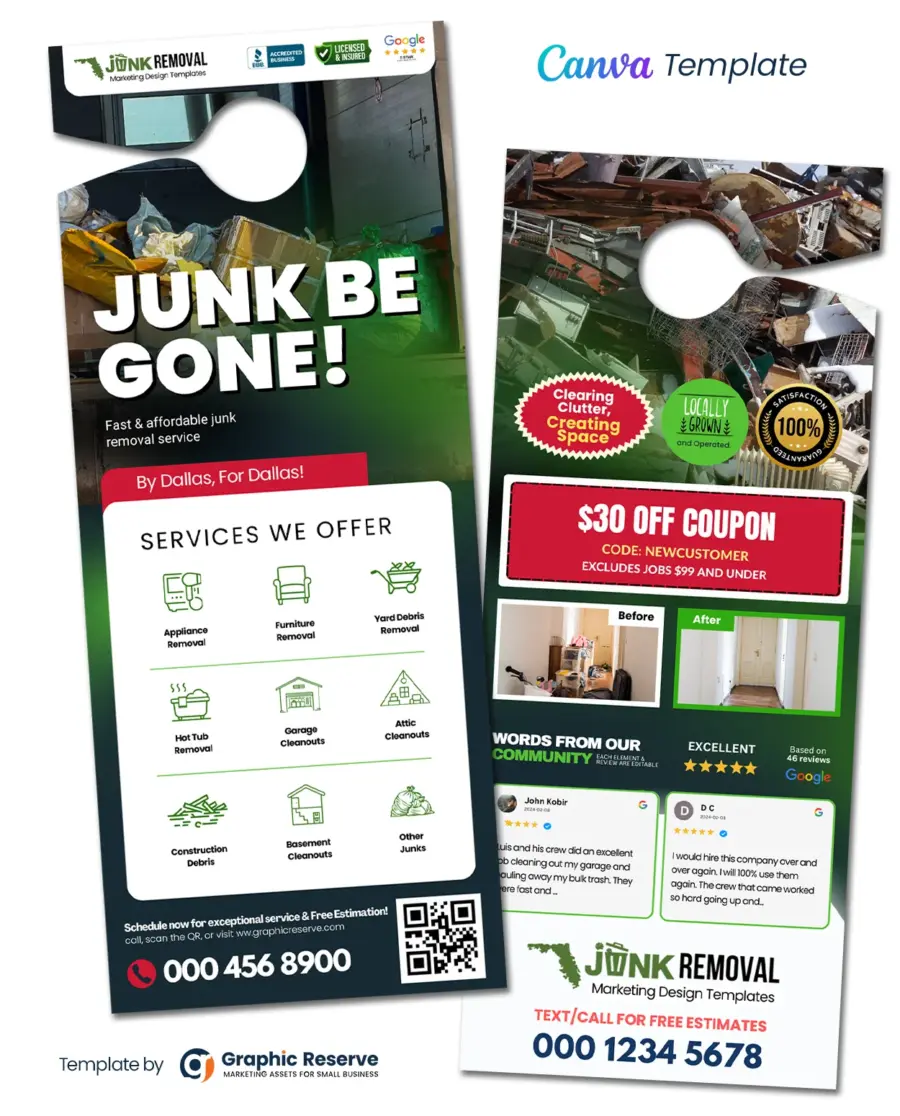 Junk Removal Door Hanger Template - Online Editable Canva Design