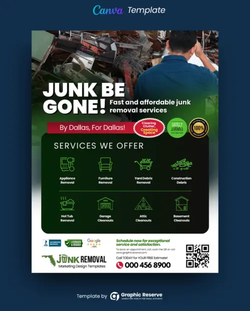 Junk Removal Marketing Flyer Design Template 8.5 x 11 in