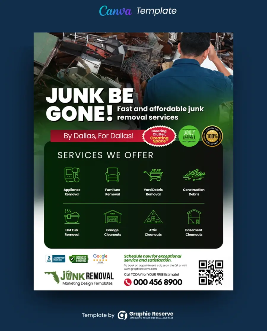 Dark Style Junk Removal Advertising Flyer Template – Canva Design