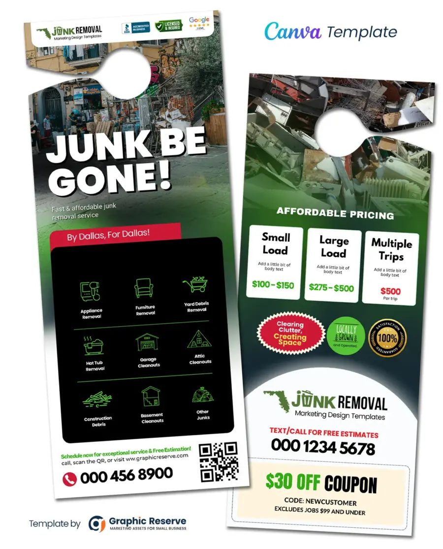 Junk Removal Pricing Door Hanger Template Canva