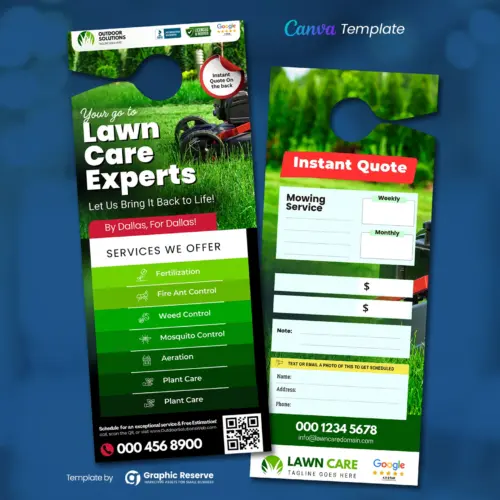 Landscaping Instant Quote Door Hanger Template – Canva Editable Design
