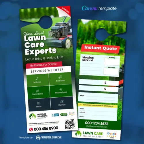 Lawn Care Instant Quote Door Hanger Template – Canva Editable Design