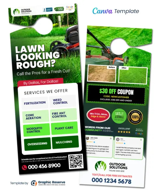 Lawn Care Service Advertising Door Hanger Design Canva Template