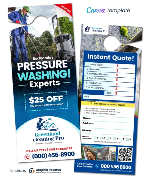 Power Washing Door Hanger Design Canva Template