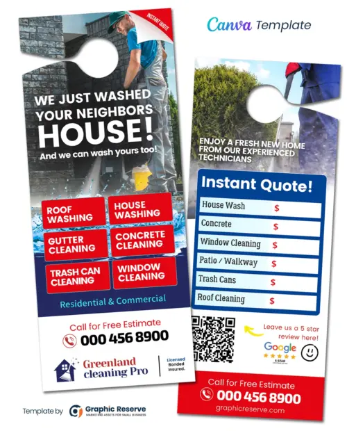 Power Washing Instant Quote Door Hanger Template 1