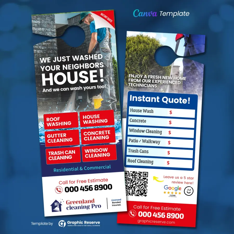 Power Washing  Instant Quote Door Hanger Template