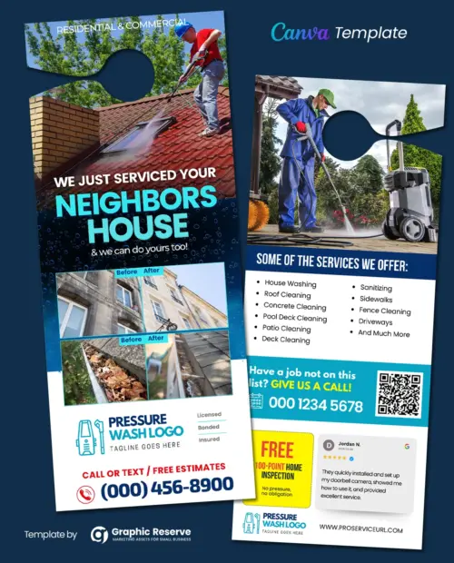 Pressure Washing Door Hanger Template Canva 1