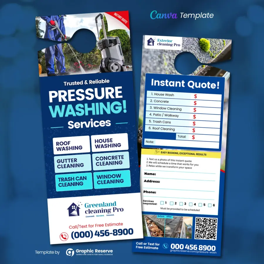 soft washing door hanger template for pressure washing services