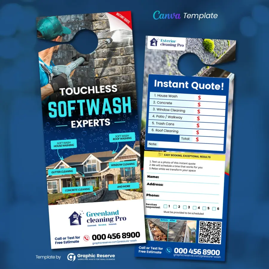 pressure washing door hanger canva template