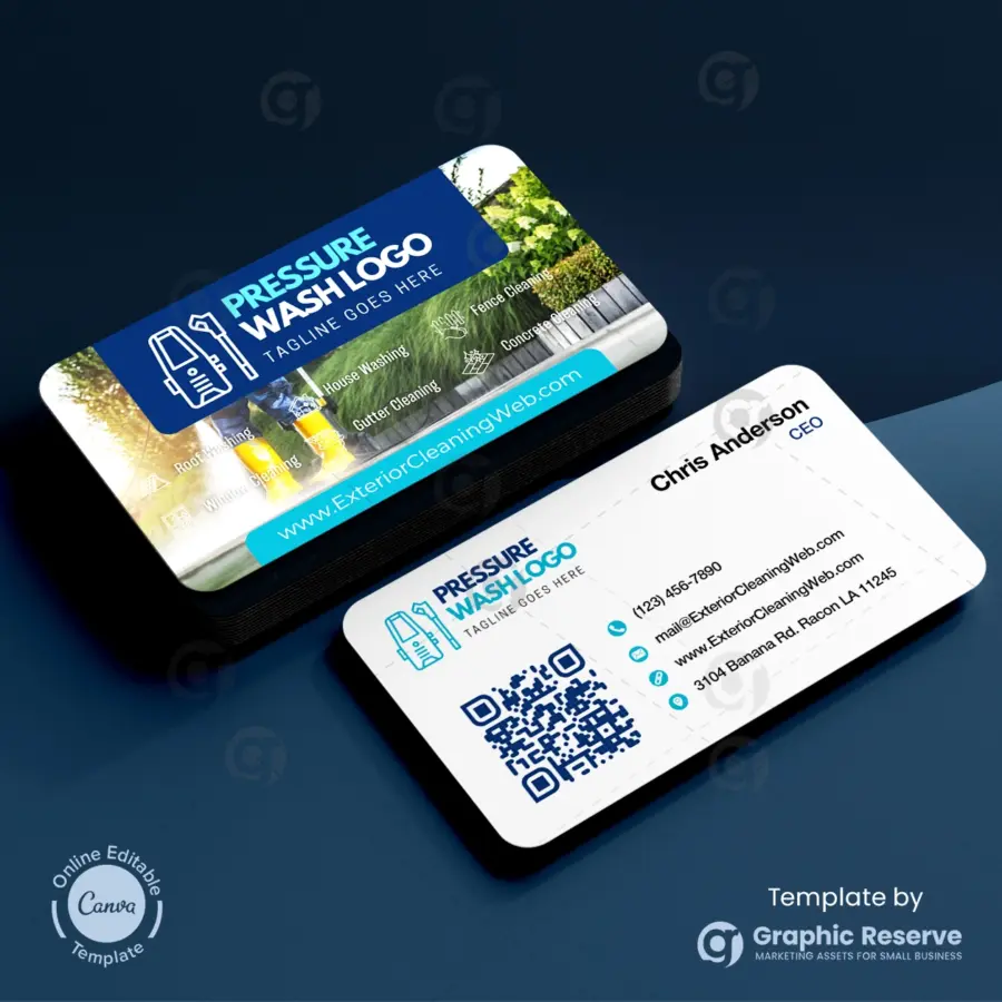 Exterior Cleaning Business Card | Editable Canva Template