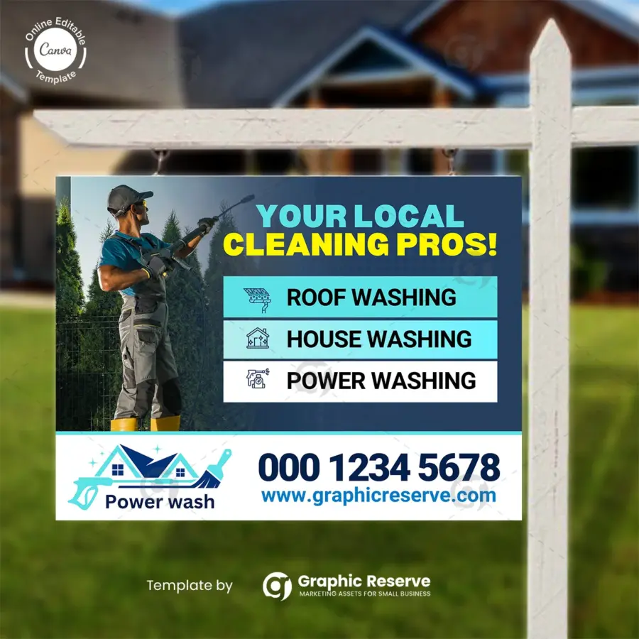 Power Washing Yard Sign Canva Template | Editable for All Services