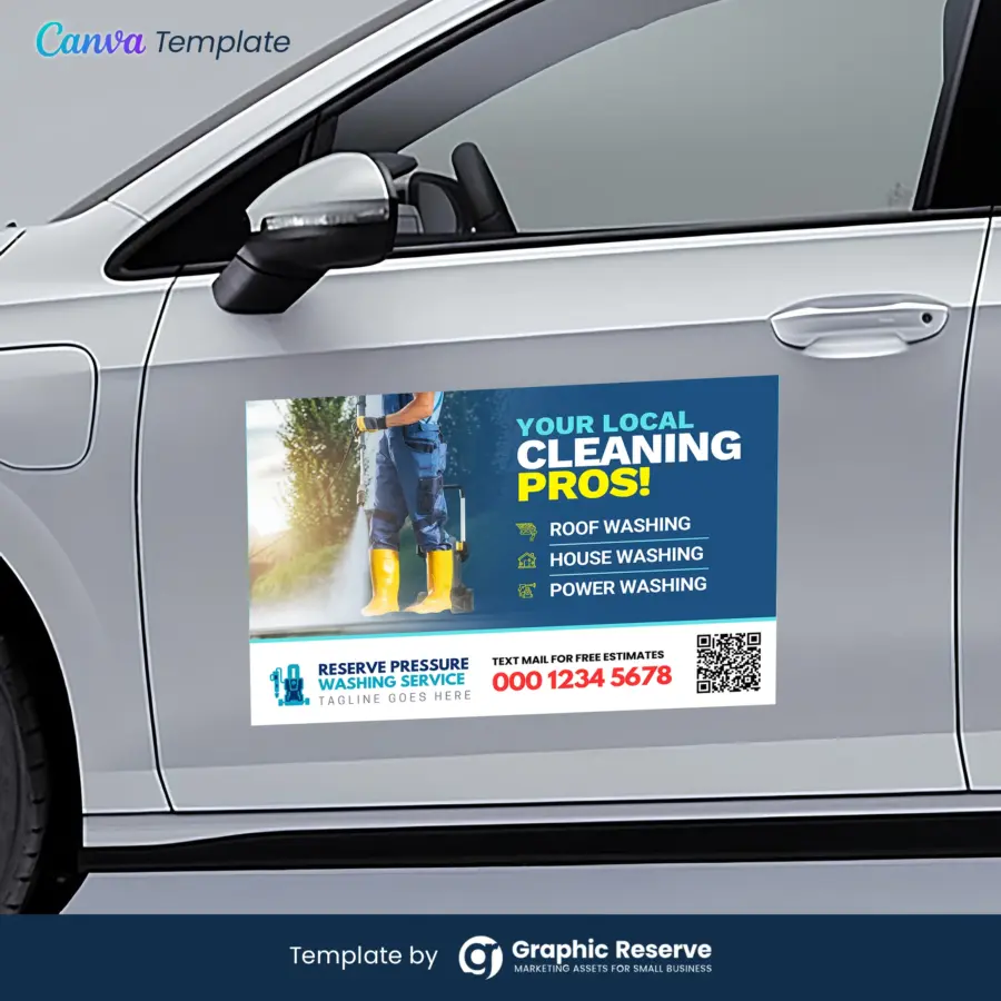 Pro Pressure Washing Car Magnet | Editable Canva Template