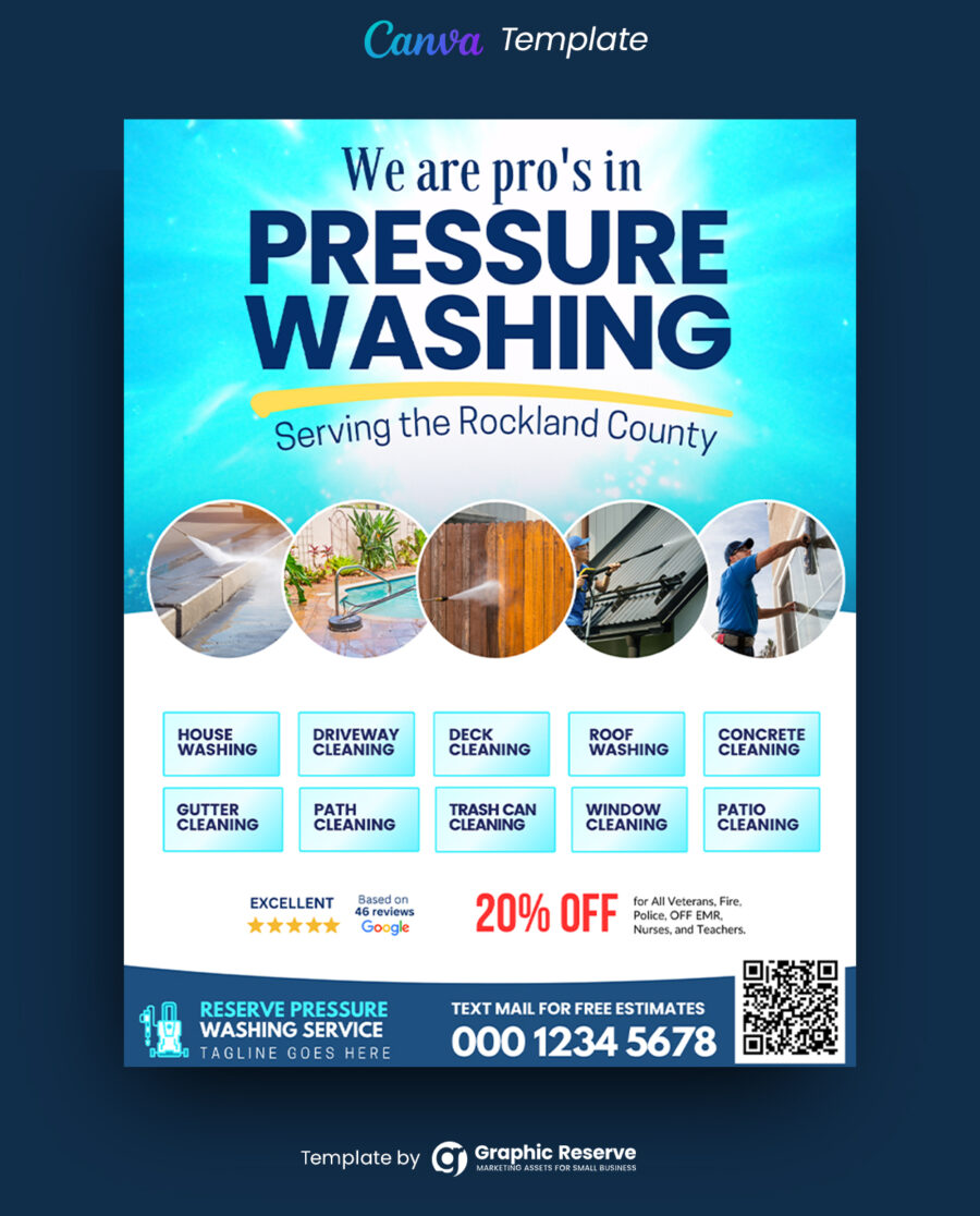 Pressure Washing Flyer | Editable Canva Template