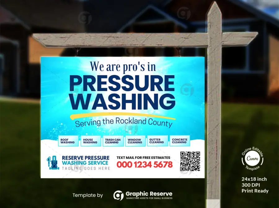 Pressure Washing Yard Sign | Editable Canva Template