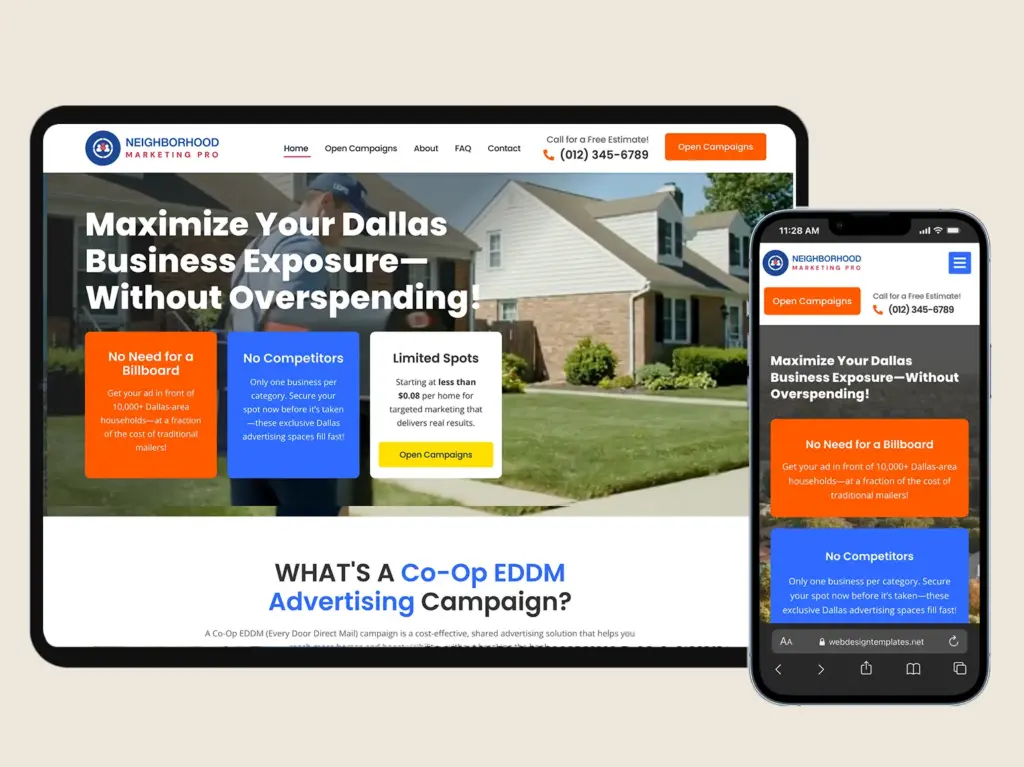 9×12 Agency Website Template - WordPress Elementor Kit
9x12 EDDM Postcard Agency website template