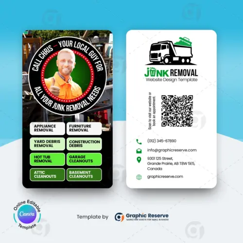 Modern Junk Removal Business Card Design Canva Template