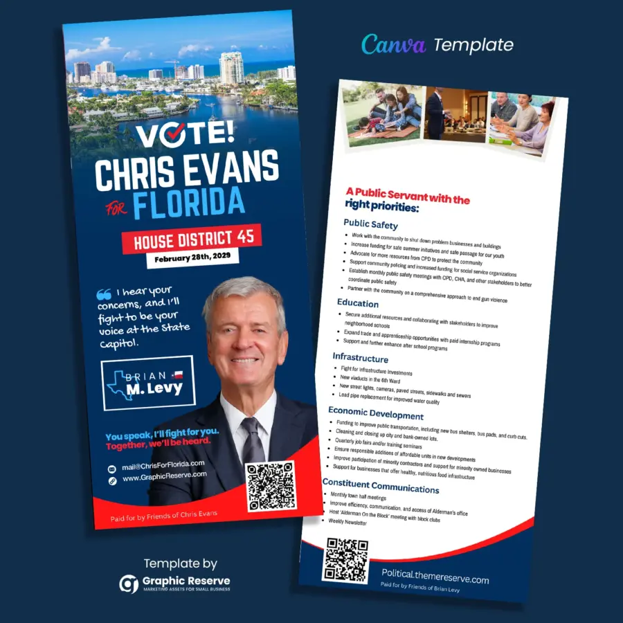 School Board Candidate Rack Card Flyer Design Canva Template