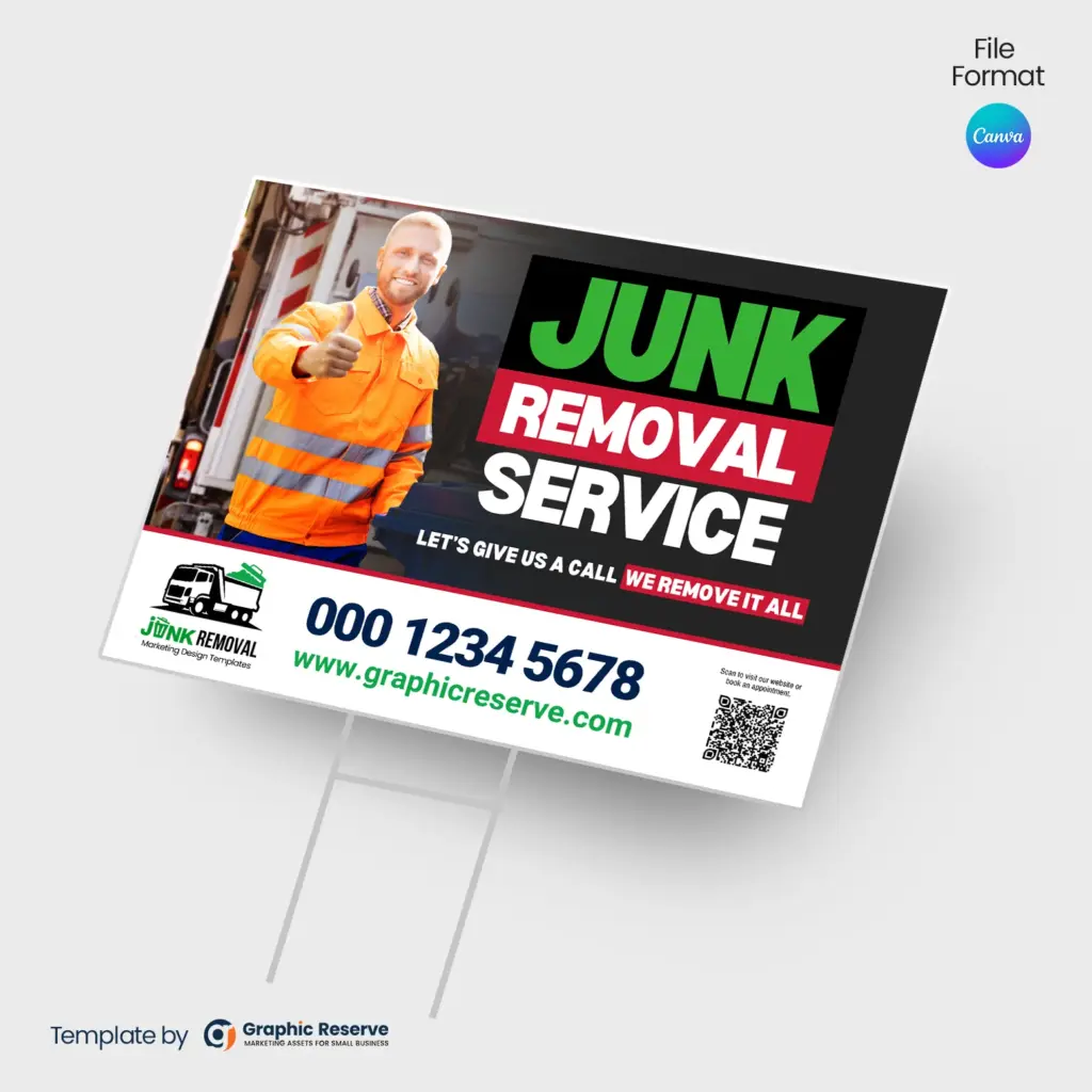 Junk Cleanout Service Yard Sign Design Template – Canva template