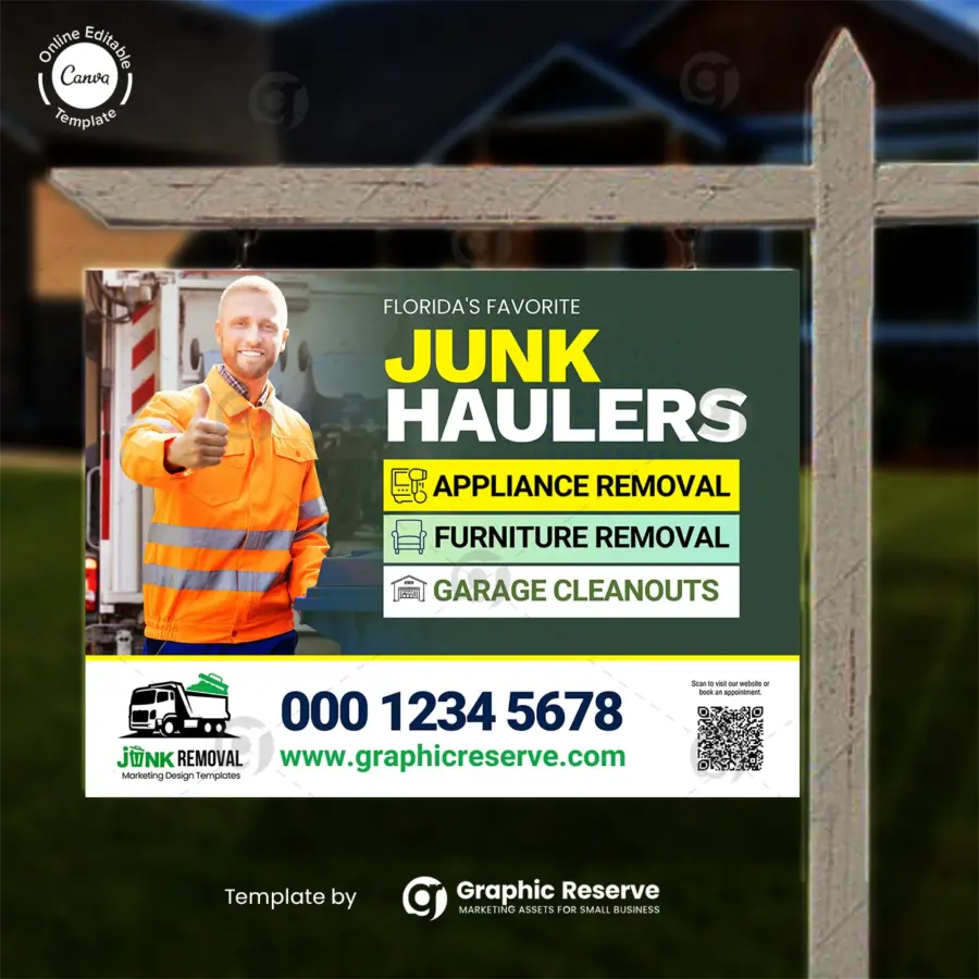 Junk Hauling Yard Sign Design Canva Template