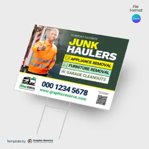 Junk Hauling Yard Sign Design Canva Template – Canva template