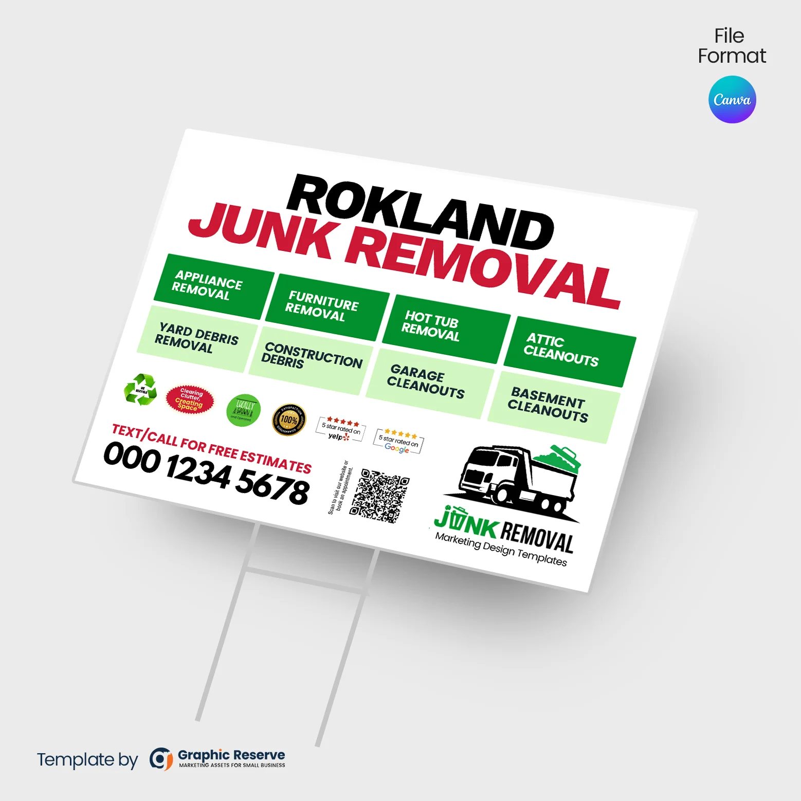 Junk Removal Advertising Yard Sign Canva Template – Canva template