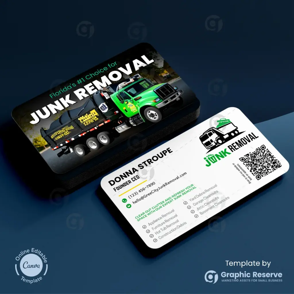 Junk Removal Logo & Business Card Templates – Canva Editable Design – Canva template