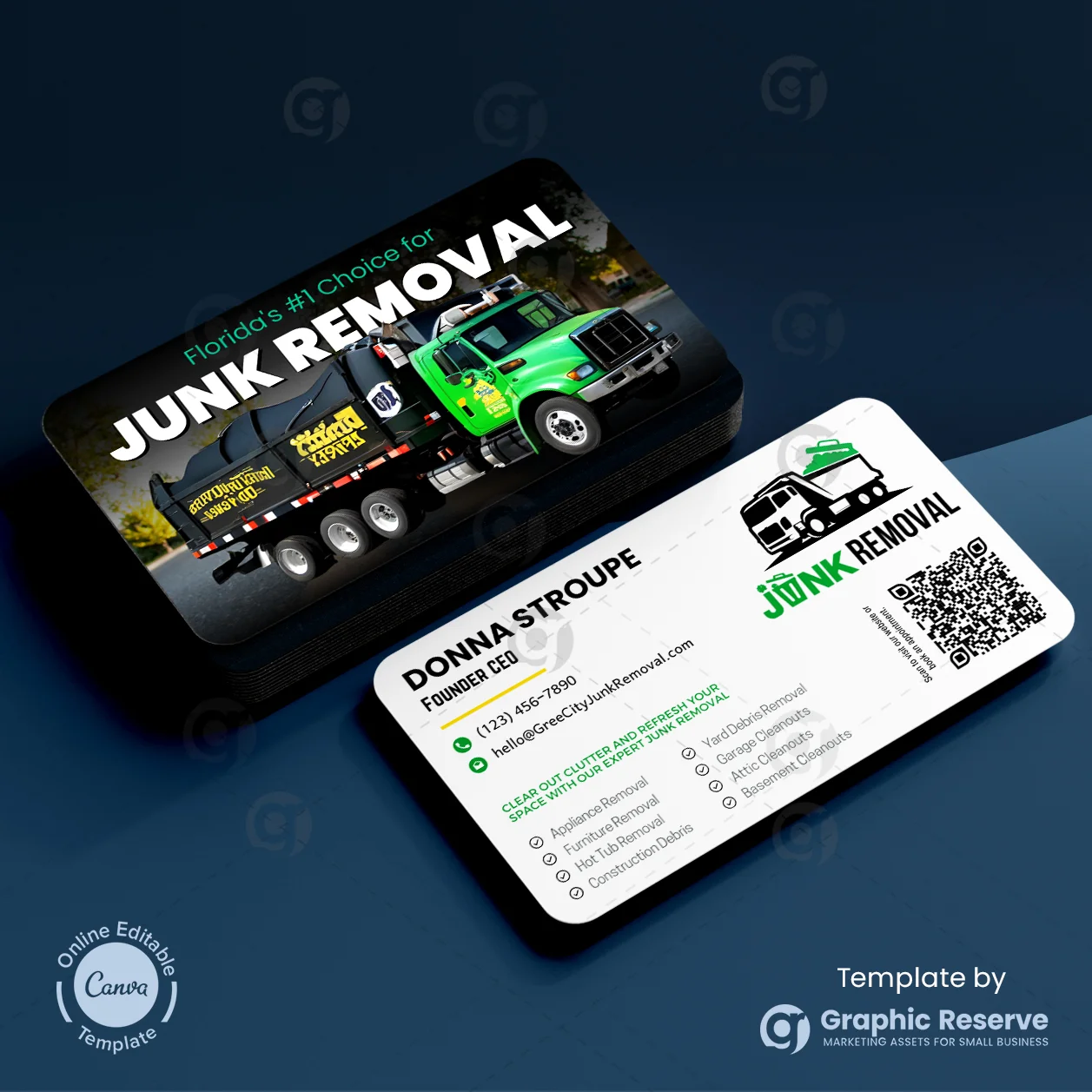 Junk Removal Logo & Business Card Templates – Canva Editable Design – Canva template