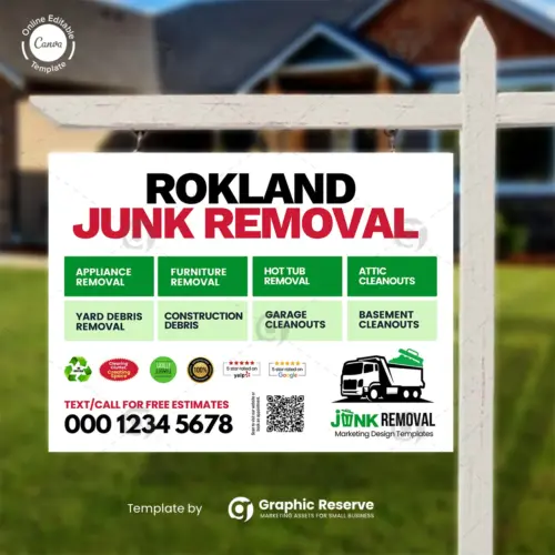 Junk Removal Advertising Yard Sign Canva Template