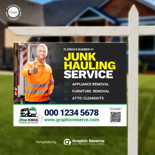 Debris and Trash Hauling Service Marketing Yard Sign Canva Template