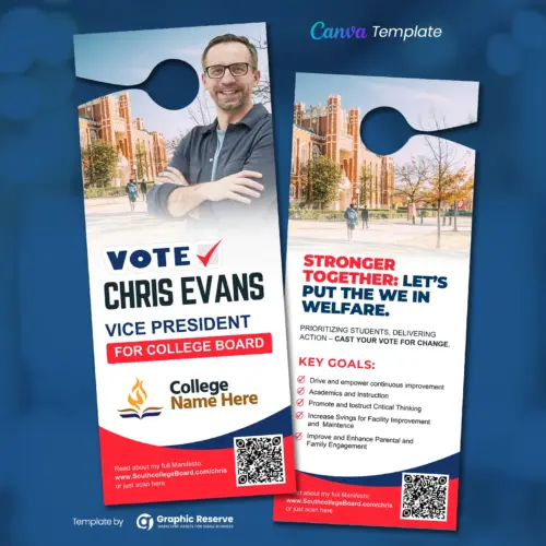 School Board Election Candidate Door Hanger Design Template