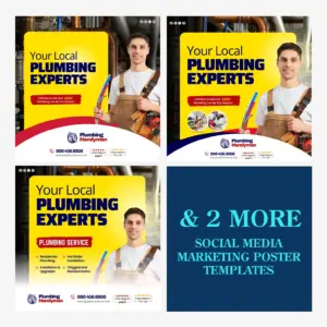 Plumbing Company Marketing Bundle | Canva Social Media Posts & Graphics Kit – Canva template